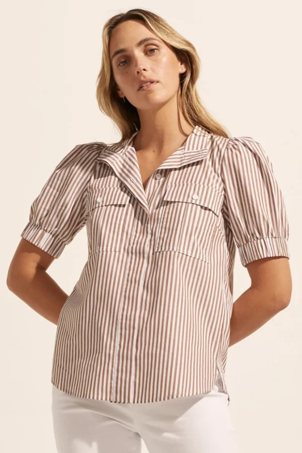 Cheap zoe kratzmann Allot Top-Mocha Stripe