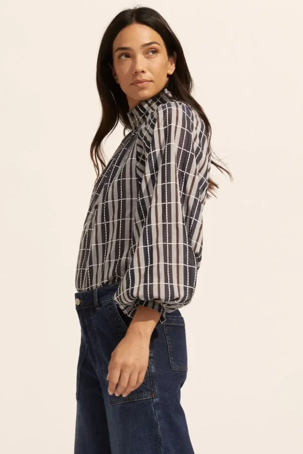 Cheap zoe kratzmann Fuse Top-Indigo Check