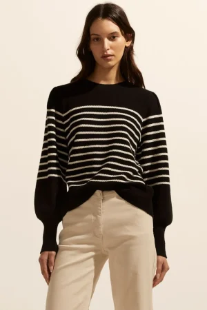 Clearance zoe kratzmann Gather Knit-Black/Stone Stripe