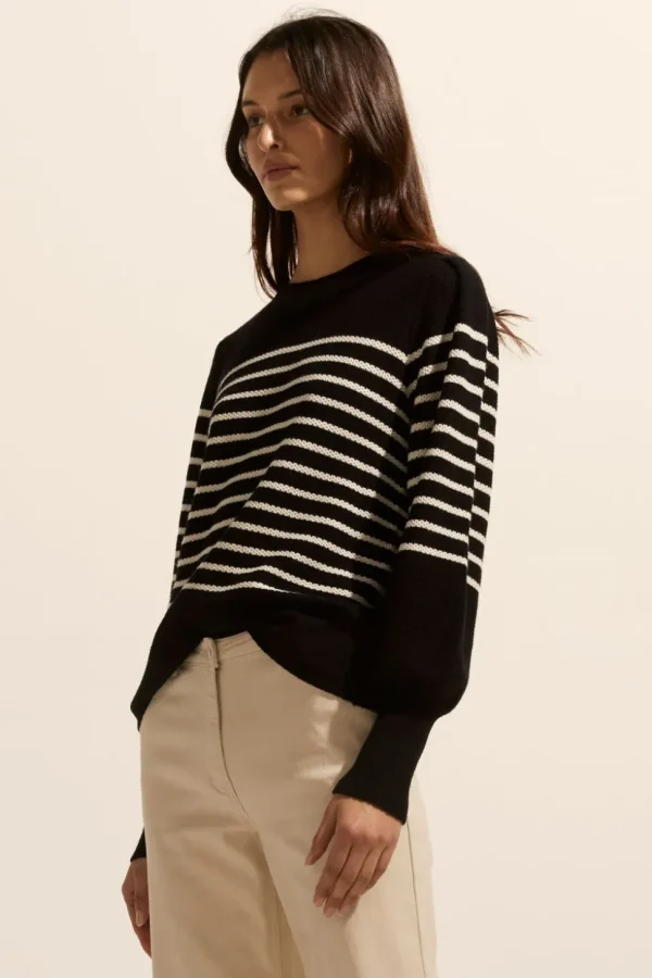 Clearance zoe kratzmann Gather Knit-Black/Stone Stripe