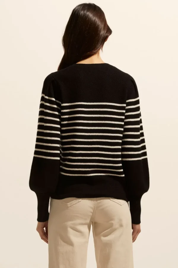 Clearance zoe kratzmann Gather Knit-Black/Stone Stripe