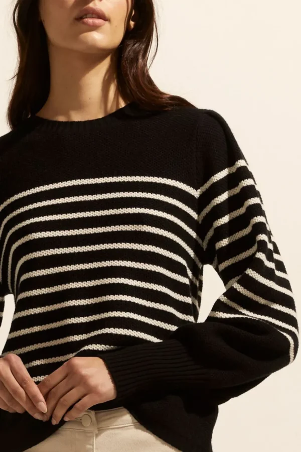 Clearance zoe kratzmann Gather Knit-Black/Stone Stripe