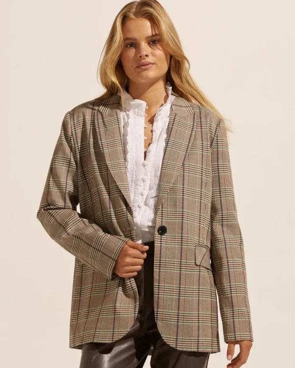 Clearance zoe kratzmann Index Jacket-Navy/Chocolate Check